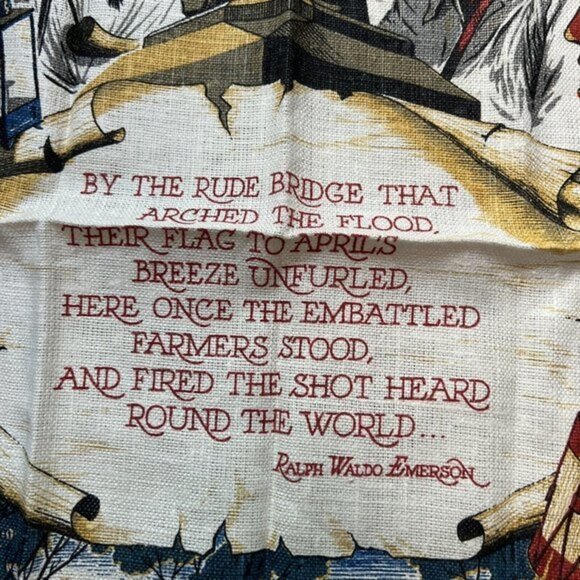 Vintage 60s Kay Dee Linen Kitchen Towel R Batchelder Concord Ralph Waldo Emerson - Picture 3 of 4